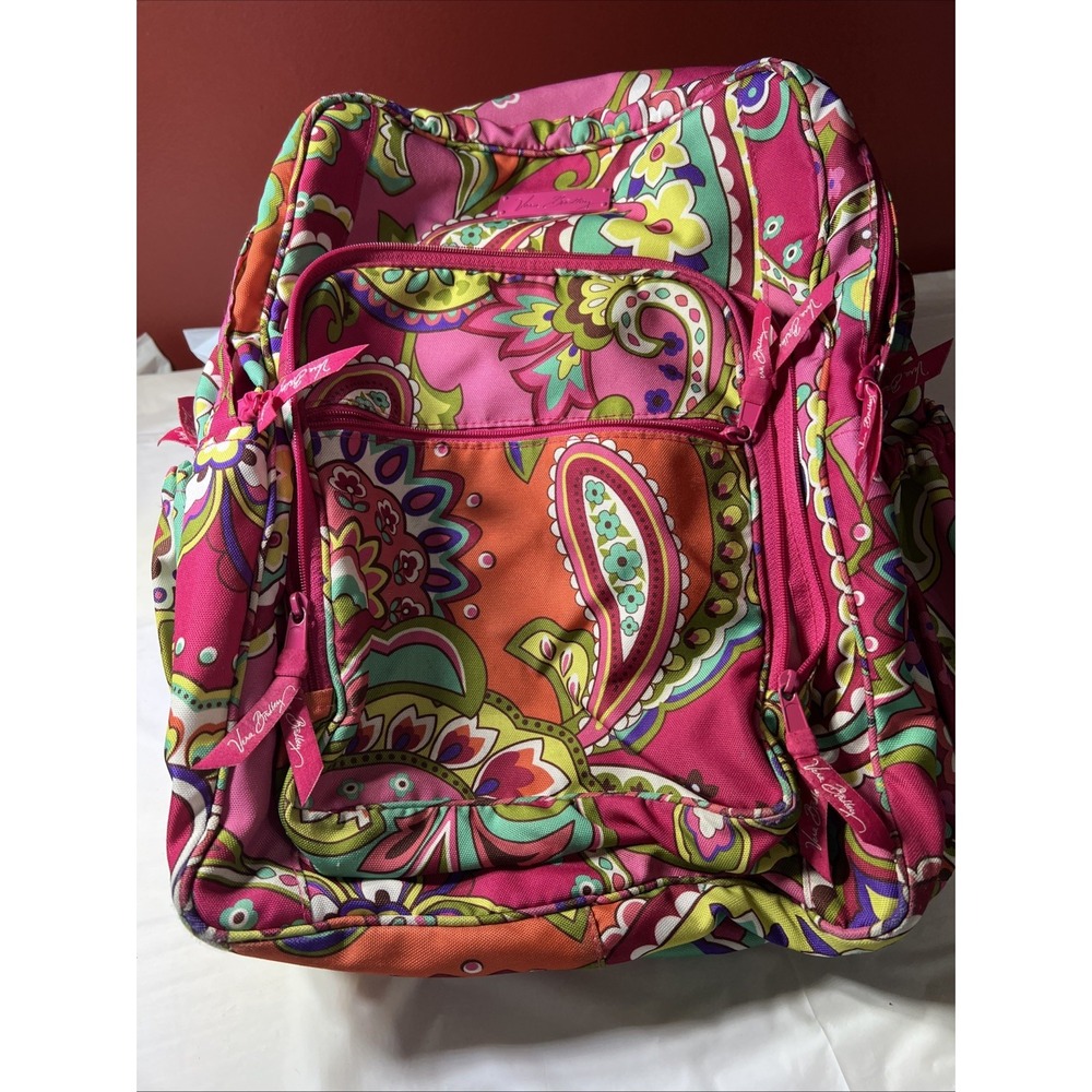 VERA BRADLEY Petal Pink Swirls  Backpack 18H X 13W X 6D Mint! 6 Pockets